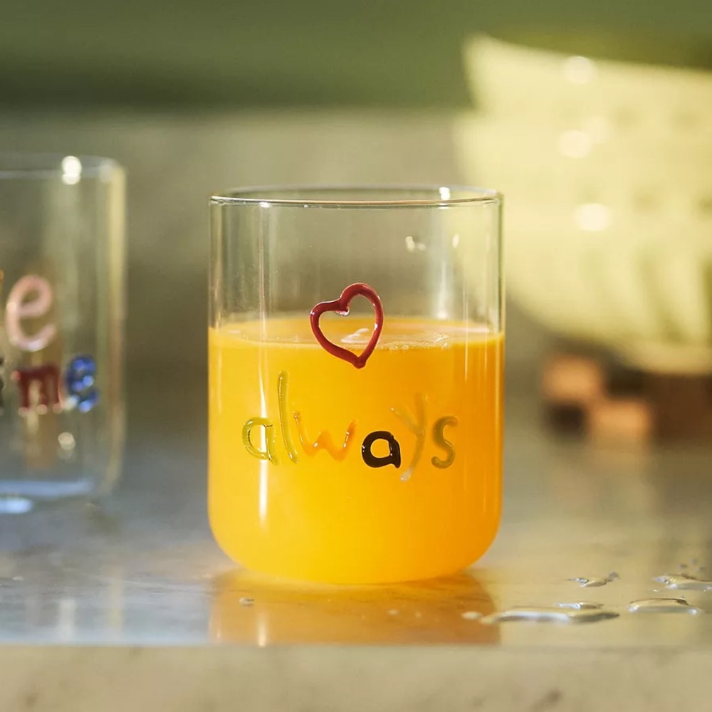 Anthropologie ICON juice glass heart LOVE NOTES